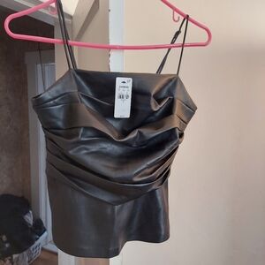 NWT!! Express Black Faux Leather Camisole. STRETCHES IN THE BACK